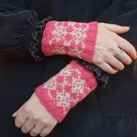 Pretty in Pink Handknitted Fairisle Wristwarmers