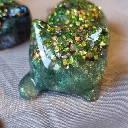 Colourful resin glass ornamental cats - set of 3