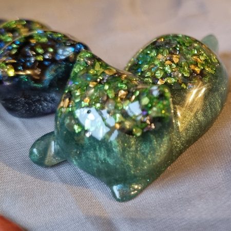 Colourful resin glass ornamental cats - set of 3