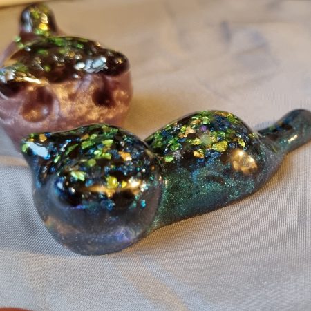 Colourful resin glass ornamental cats - set of 3