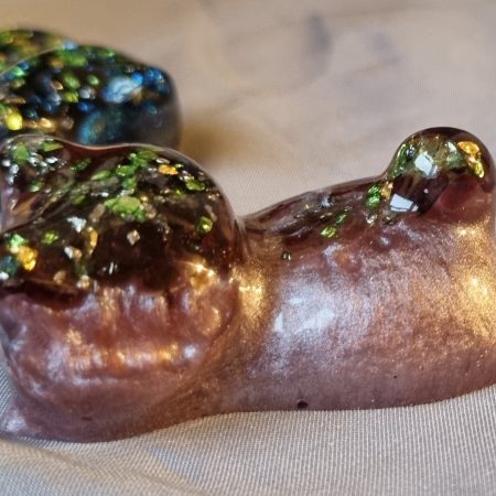 Colourful resin glass ornamental cats - set of 3