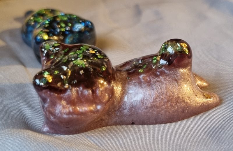 Colourful resin glass ornamental cats - set of 3