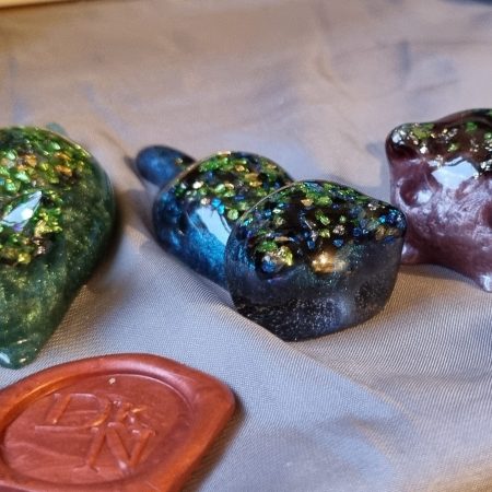 Colourful resin glass ornamental cats - set of 3