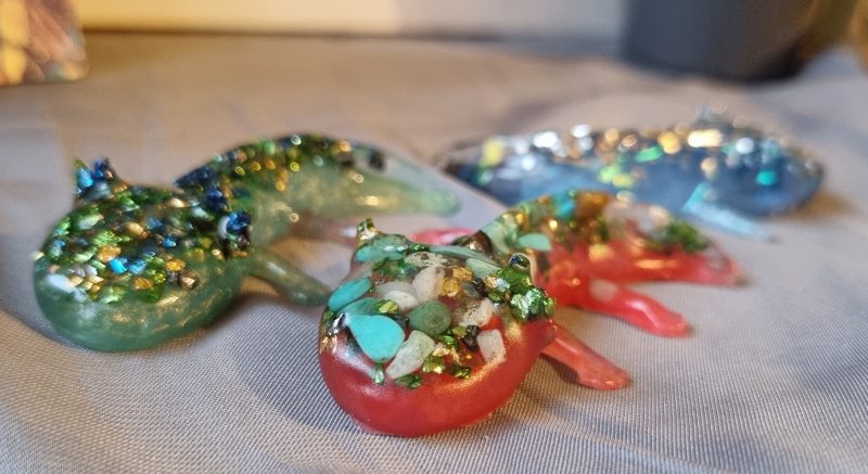 Colourful resin glass ornamental axolotl - set of 3 (Copy)