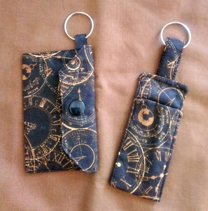 Lip balm holder keyring and card holder keyring matching set, chap stick pouch, keyring purse,