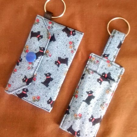Lip balm holder keyring and card holder keyring matching set, chap stick pouch, keyring purse,