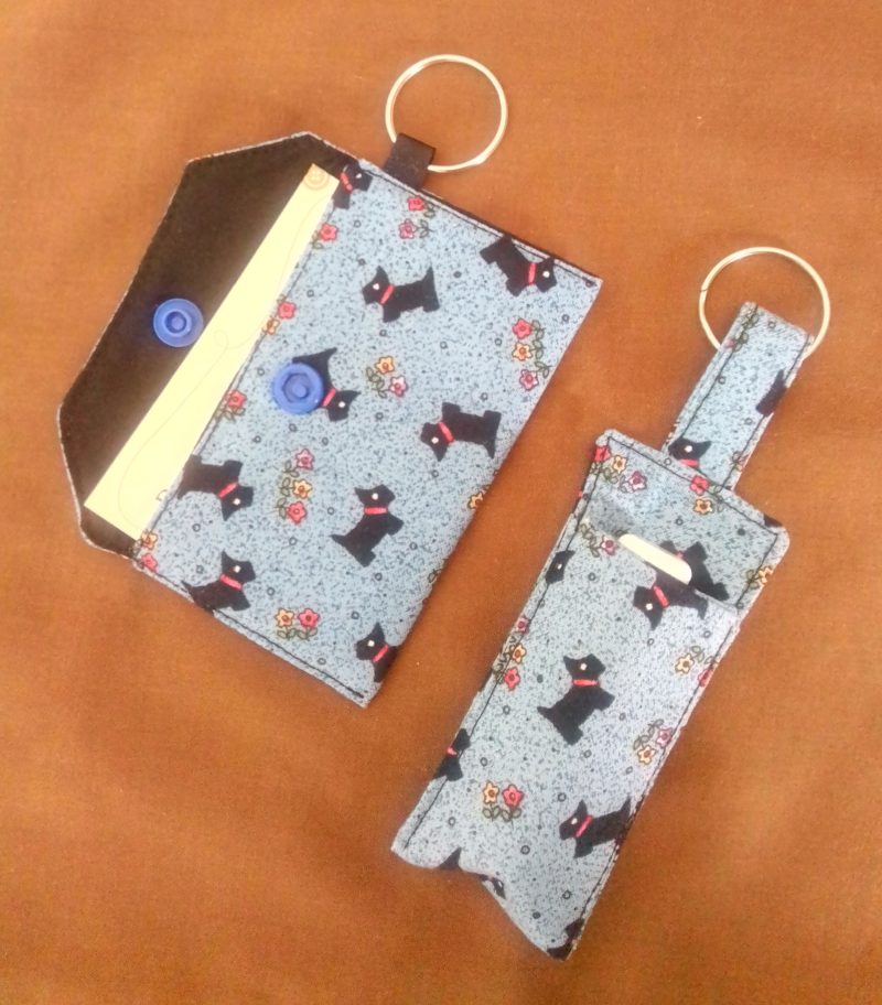 Lip balm holder keyring and card holder keyring matching set, chap stick pouch, keyring purse,
