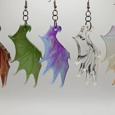 Wicked Wings - handmade earrings | resin | bat wing | UV | glow