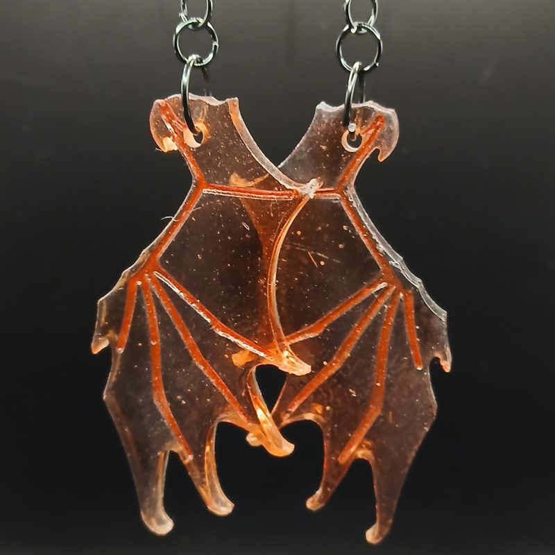 Wicked Wings - handmade earrings | resin | bat wing | UV | glow