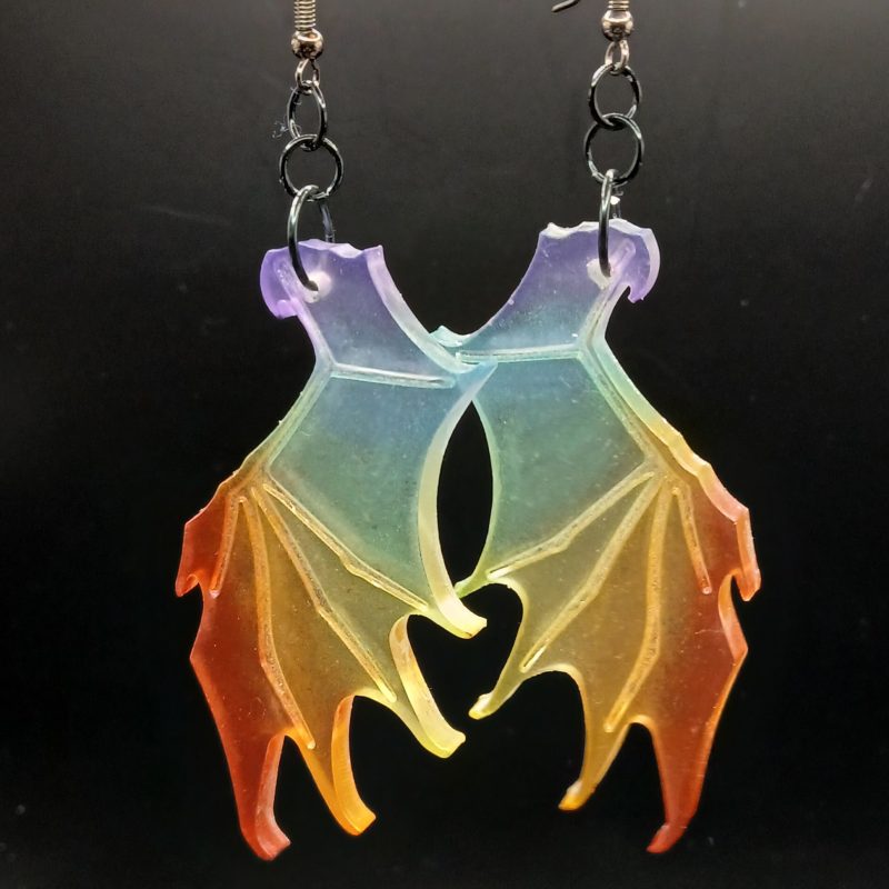 Wicked Wings - handmade earrings | resin | bat wing | UV | glow