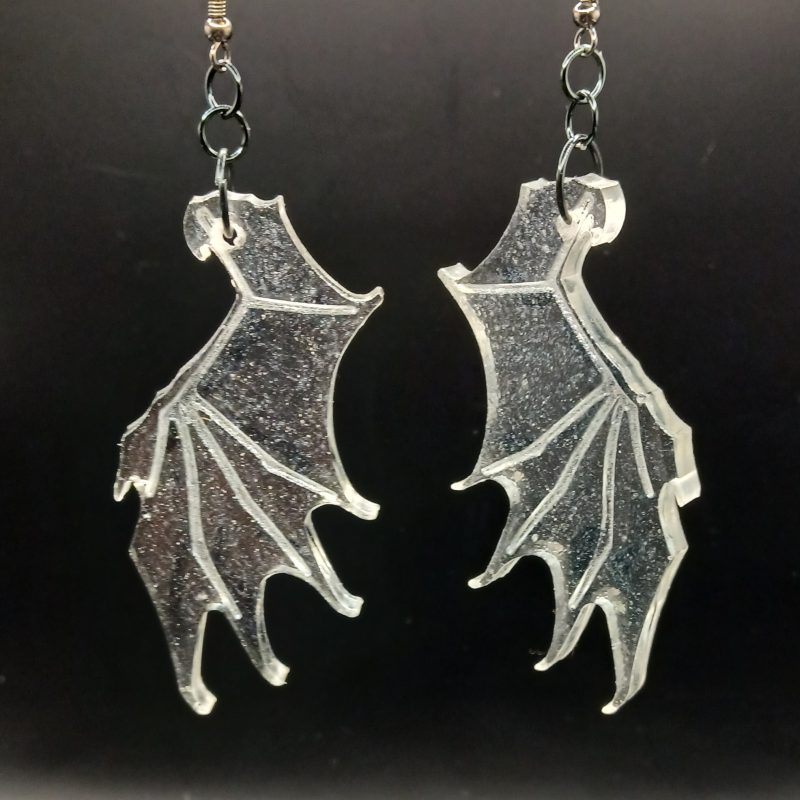 Wicked Wings - handmade earrings | resin | bat wing | UV | glow