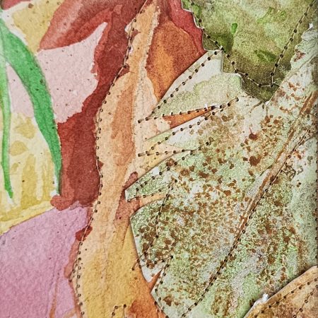 Watercolour painting with stitched detail - Image 2