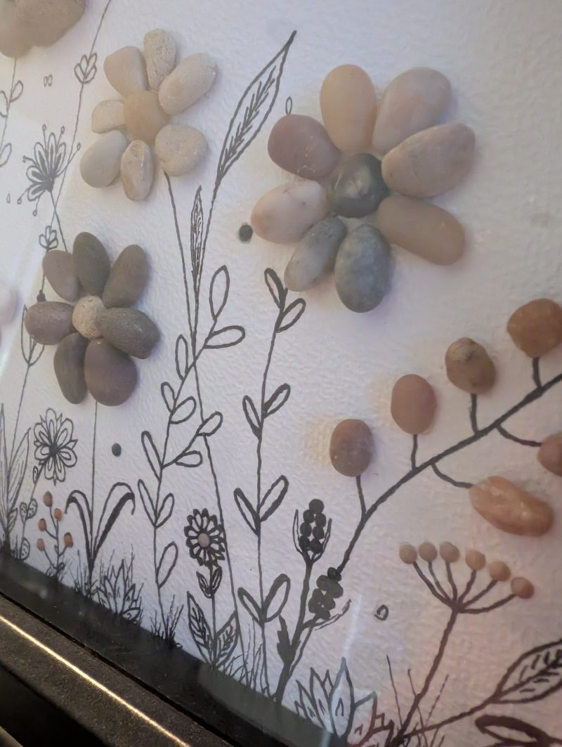 Neutral, Box Framed Garden Flower Pebble Art