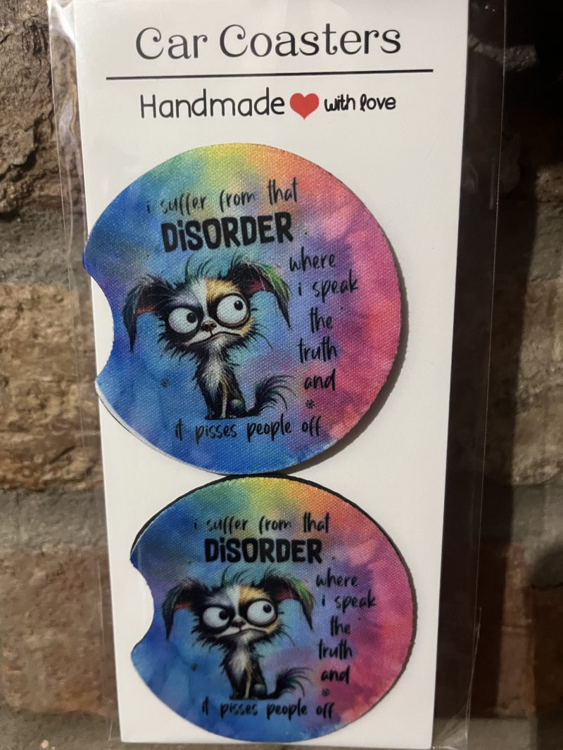 Personalised Car coasters, Custom design.