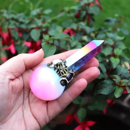 Angel Aura Selenite crystal magic wand, healing, meditation, spell casting, Angel connection wand