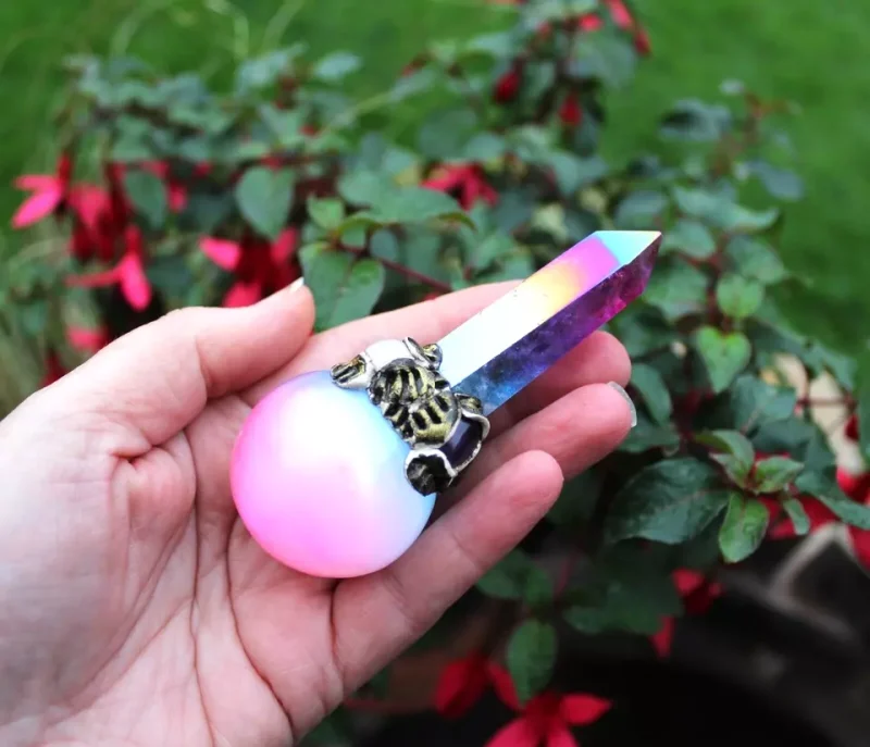 Angel Aura Selenite crystal magic wand, healing, meditation, spell casting, Angel connection wand