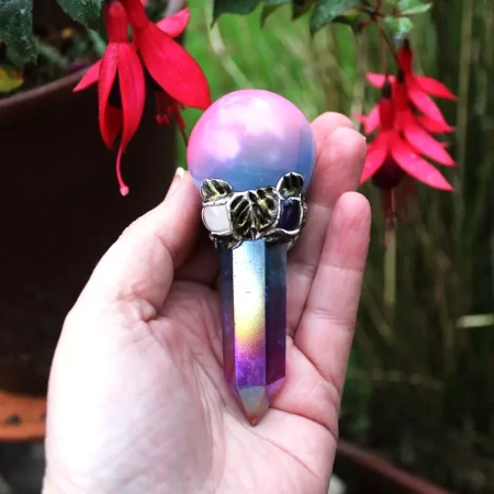 Angel Aura Selenite crystal magic wand, healing, meditation, spell casting, Angel connection wand