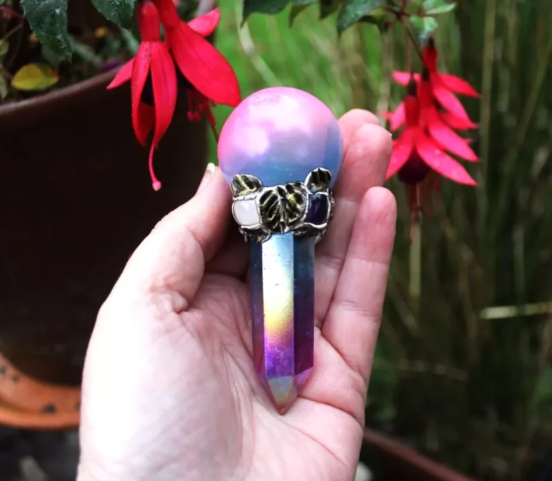 Angel Aura Selenite crystal magic wand, healing, meditation, spell casting, Angel connection wand