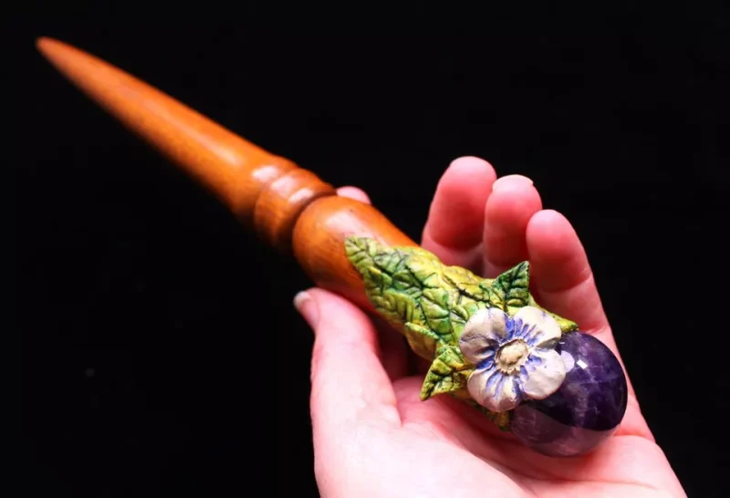 Dream Amethyst Oak and Birch wiccan magic wand