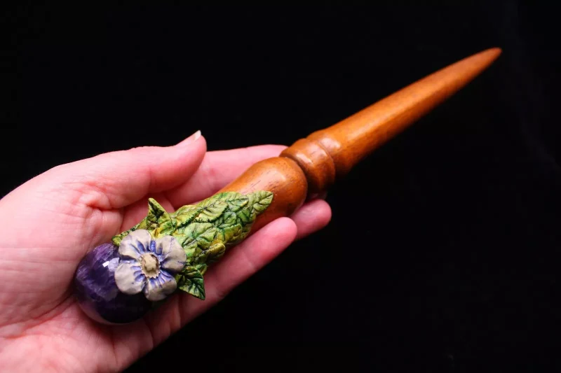 Dream Amethyst Oak and Birch wiccan magic wand