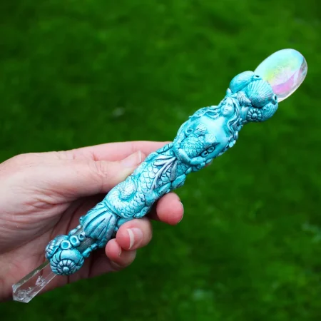 Mermaid magic wand, angel aura crystal, handmade magic wand, spiritual gift idea.