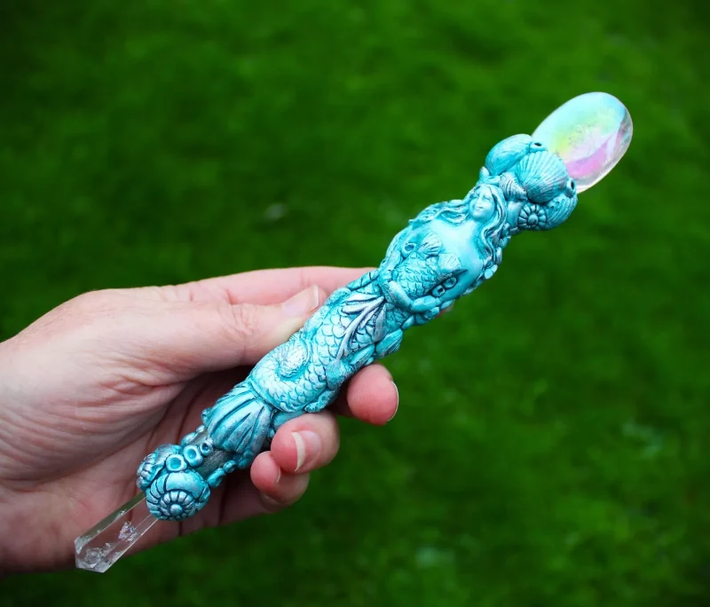 Mermaid magic wand, angel aura crystal, handmade magic wand, spiritual gift idea.