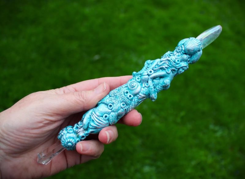 Mermaid magic wand, angel aura crystal, handmade magic wand, spiritual gift idea.