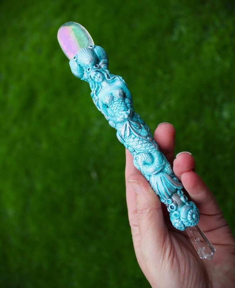 Mermaid magic wand, angel aura crystal, handmade magic wand, spiritual gift idea.