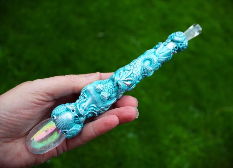 Mermaid magic wand, angel aura crystal, handmade magic wand, spiritual gift idea.
