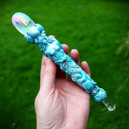 Mermaid magic wand, angel aura crystal, handmade magic wand, spiritual gift idea.