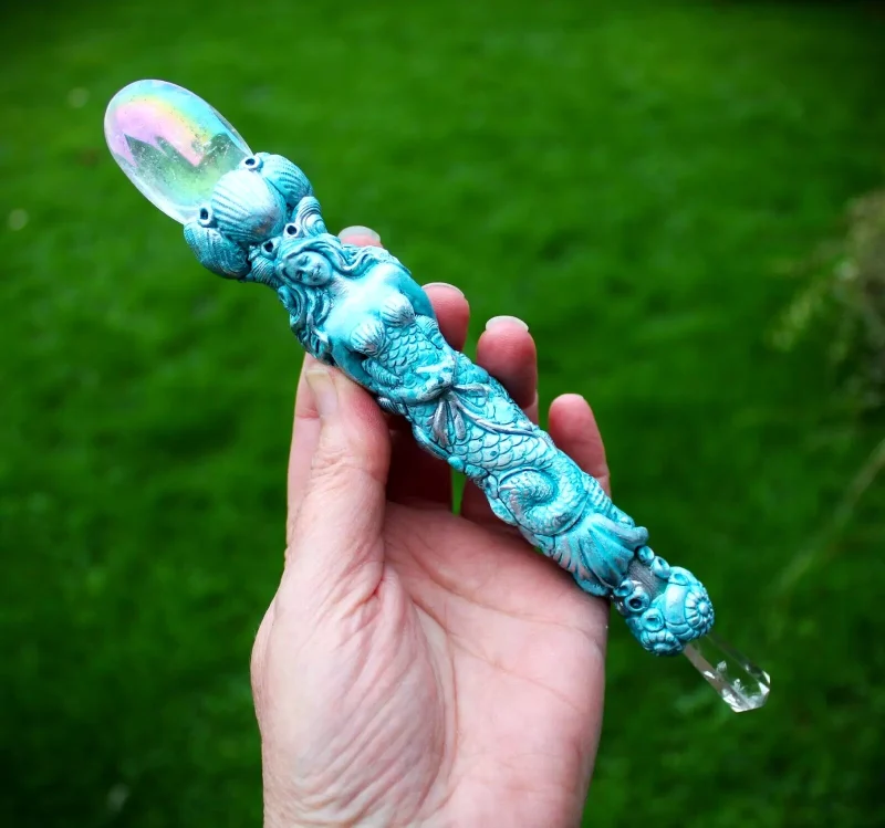 Mermaid magic wand, angel aura crystal, handmade magic wand, spiritual gift idea.