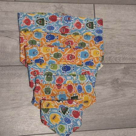 Tie-on Reversible Dog Bandana with Monster design | 4 Sizes available