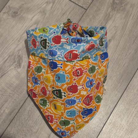 Tie-on Reversible Dog Bandana with Monster design | 4 Sizes available