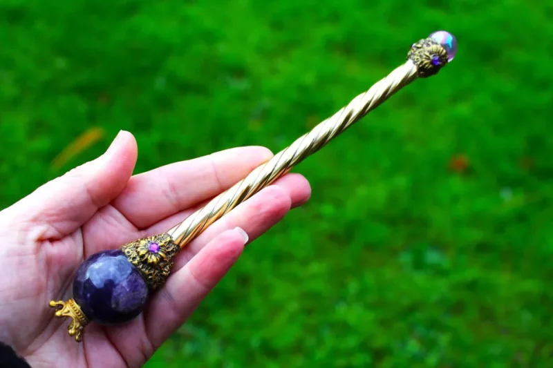 Amethyst crystal Fairy wand, Aura cleansing, Aura Healing, Spell Casting wand, handmade fairy wand.