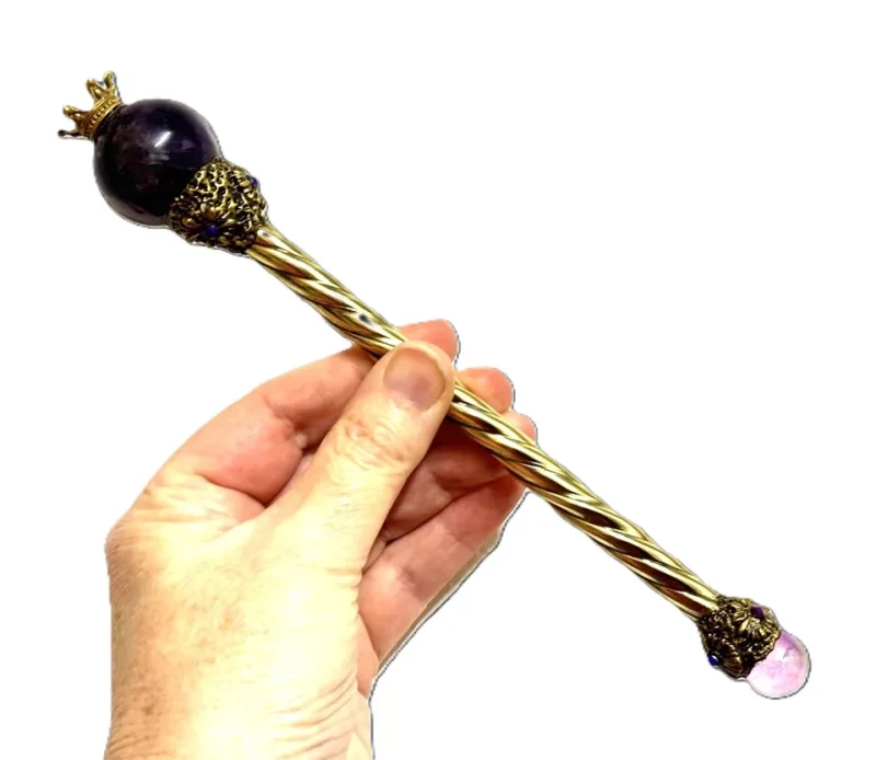 Amethyst crystal Fairy wand, Aura cleansing, Aura Healing, Spell Casting wand, handmade fairy wand.