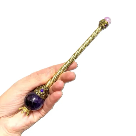 Amethyst crystal Fairy wand, Aura cleansing, Aura Healing, Spell Casting wand, handmade fairy wand.