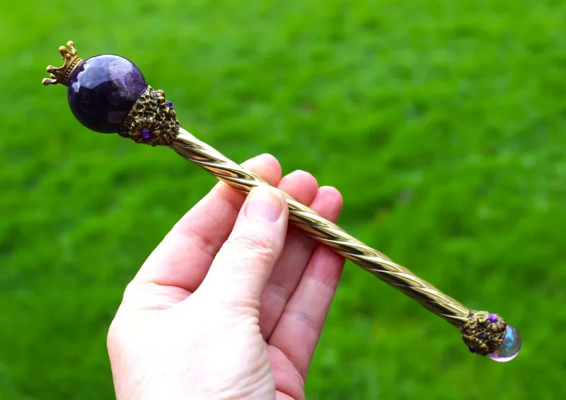 Amethyst crystal Fairy wand, Aura cleansing, Aura Healing, Spell Casting wand, handmade fairy wand.