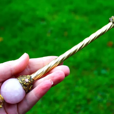 Crystal Fairy Wand, Rose quartz crystal ball wand, healing spell casting wand, handmade wands.