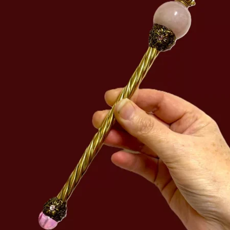 Crystal Fairy Wand, Rose quartz crystal ball wand, healing spell casting wand, handmade wands.