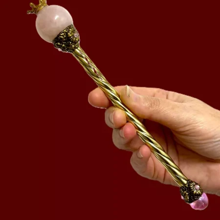 Crystal Fairy Wand, Rose quartz crystal ball wand, healing spell casting wand, handmade wands.