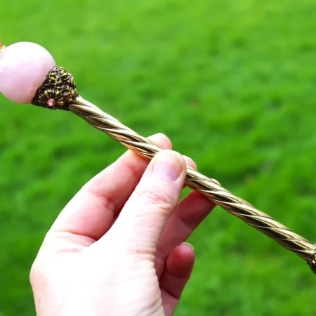 Crystal Fairy Wand, Rose quartz crystal ball wand, healing spell casting wand, handmade wands.