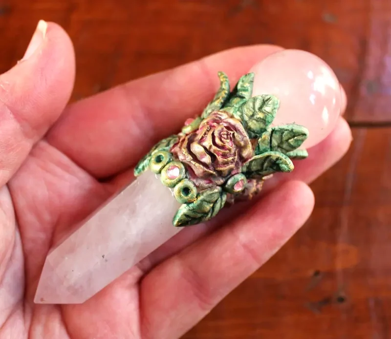 Rose quartz crystal wand, Heart chakra healing wand, Love and peace crystal wand, spiritual healing.