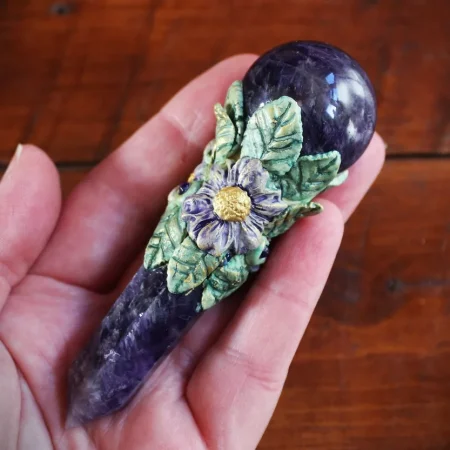 Amethyst crystal magic wand, Third eye chakra healing wand, spiritual tools, magical gifts, magic.