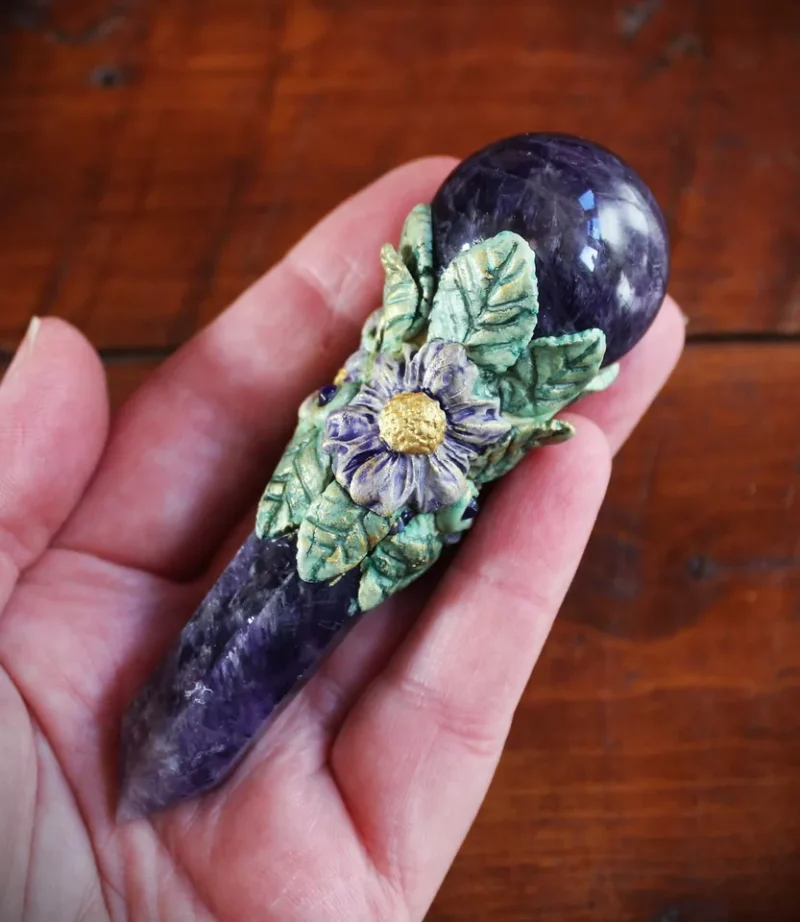 Amethyst crystal magic wand, Third eye chakra healing wand, spiritual tools, magical gifts, magic.