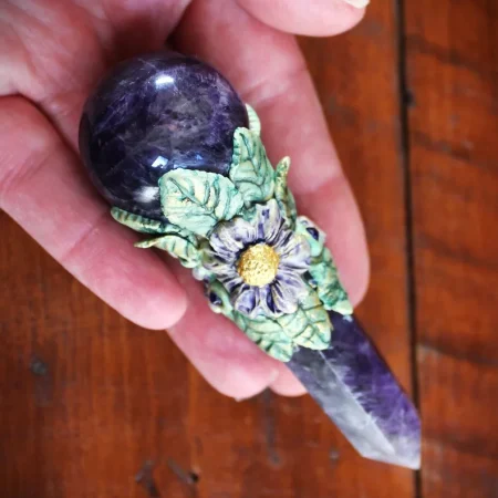 Amethyst crystal magic wand, Third eye chakra healing wand, spiritual tools, magical gifts, magic.