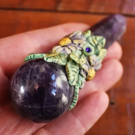Amethyst crystal magic wand, Third eye chakra healing wand, spiritual tools, magical gifts, magic.