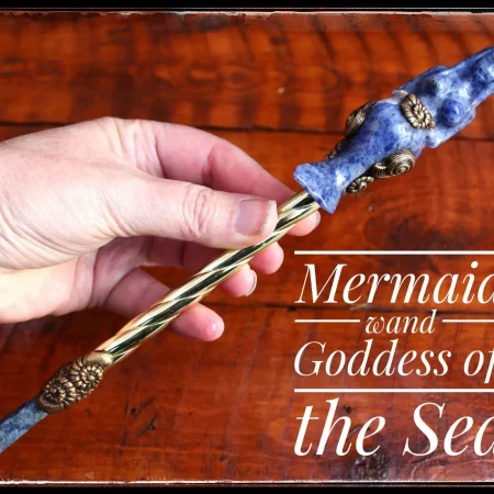 Mermaid gemstone magic wand, Sodalite and Lapis Lazuli gemstone wand, Mermaid magic gifts.