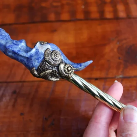 Mermaid gemstone magic wand, Sodalite and Lapis Lazuli gemstone wand, Mermaid magic gifts.
