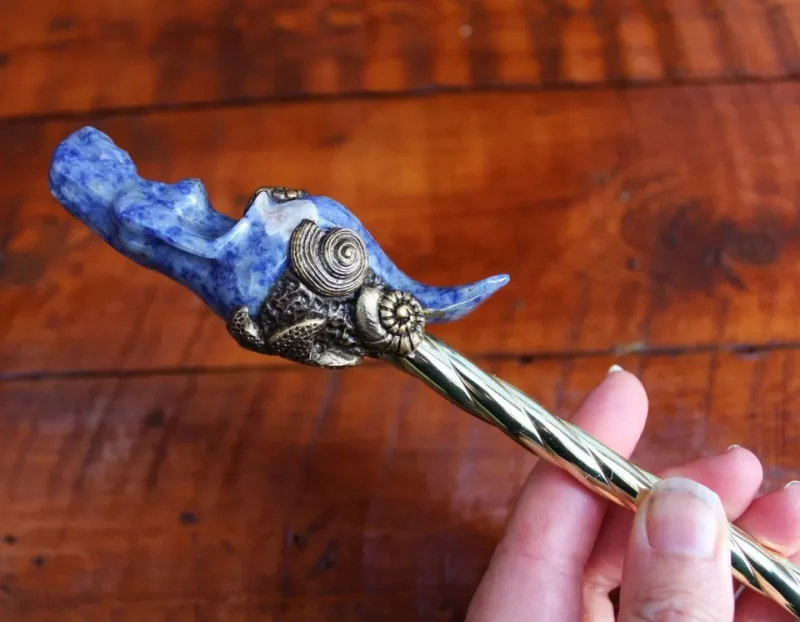 Mermaid gemstone magic wand, Sodalite and Lapis Lazuli gemstone wand, Mermaid magic gifts.