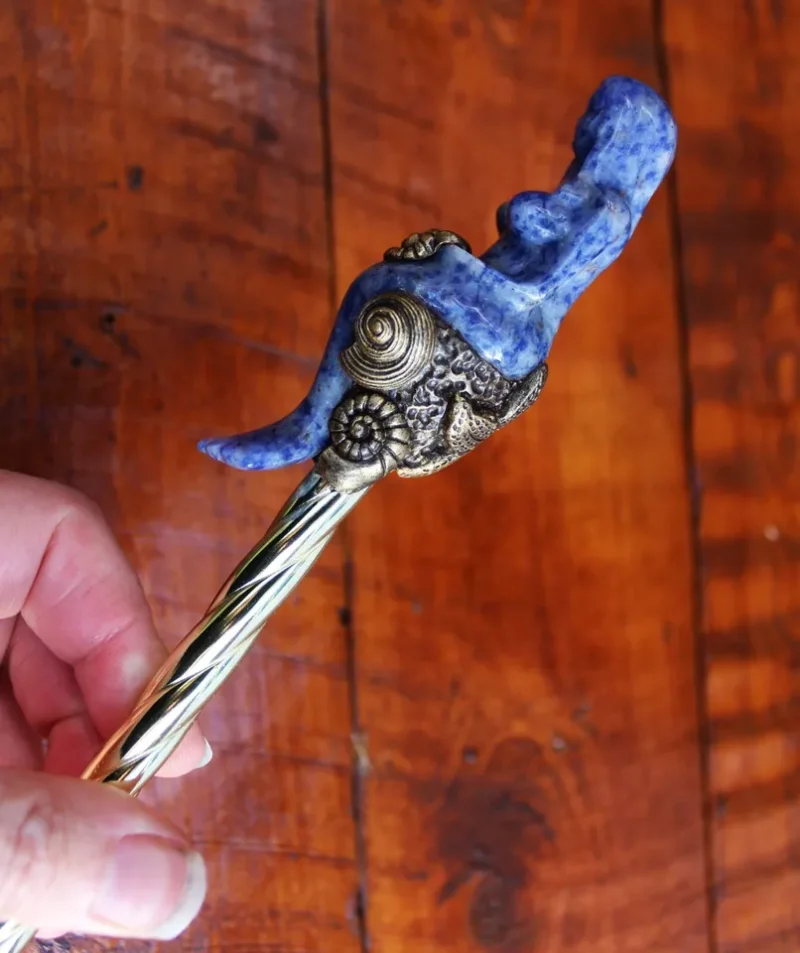 Mermaid gemstone magic wand, Sodalite and Lapis Lazuli gemstone wand, Mermaid magic gifts.